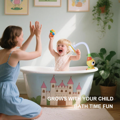 3 1 2 3 Baby Bath Sprayer Toy for Toddlers-Adjustable Water Flow Rinser with Squirting Ducks & Bathtub Shower Head,Fun