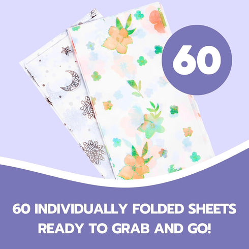 60 Pack 49"x49" 100% 60 Pack) Disposable Splat Mats by Eli with Love - Extra Large Waterproof Baby Splat Mat for Under