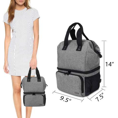 2 2 LUXJA Breast Pump Bag with Compartments for Breast Pump and Cooler Bag, Breast Pumping Case with Options
