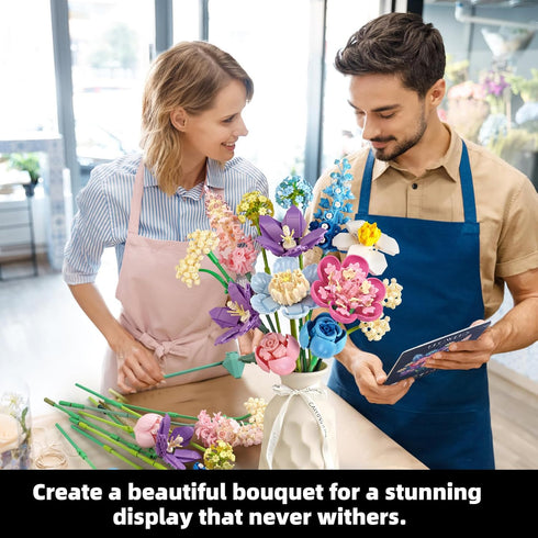 SUNHABI Set Flower Building for Adults Flower Bouquet Botanical Collection Unique Home Dcor or Office Dcor Great Gift