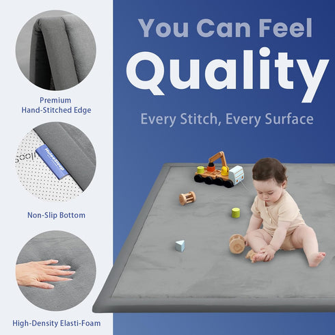 Floor,1.3" Tummy Baby Play Mat for Thick Memory Foam Time Mat,Soft Coral Velvet Nursery Rug,Large Non Slip
