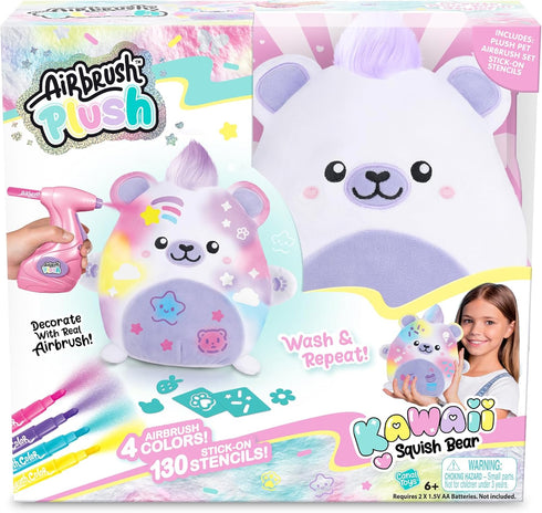 Canal Toys Airbrush Plush Kawaii Squish Bear: Includes Plush Bear, Airbrush Set