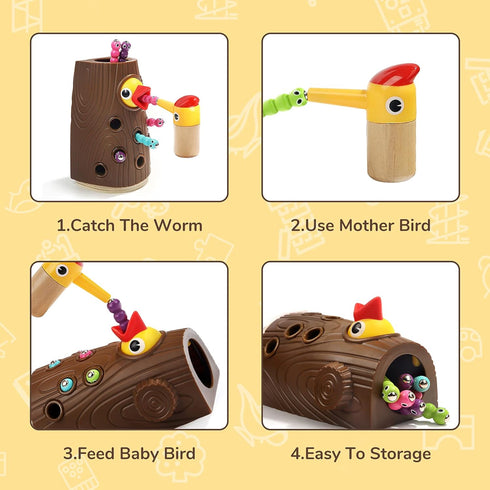 TOP BRIGHT Montessori Toys for 2 Year Olds, Magnetic Bird Feeding Game for Fine Motor Skills Development