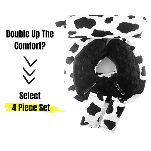Little Tall Poppy Set, Infant Car Seat Head Support Cow Print, Newborn Head Rest, Baby Strap Covers, Carry Cushion