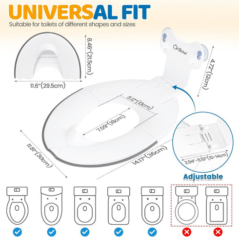 Firmly Orzbow Foldable Potty Training Seat, Toddler Toilet Seat for Travel with Suction Cups | Adhere and Adjustable