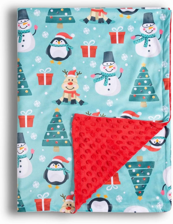 Baby Blanket for Boys Girls Soft Minky with Double Layer Dotted Backing,