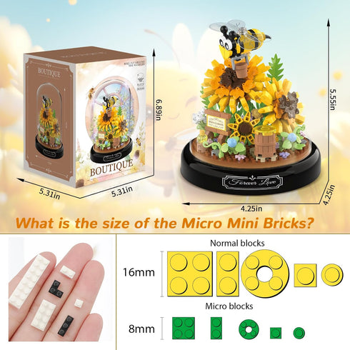 Flower Bouquet Building Sets, 548 PCS Animals Flowers Botanical Collection Mini Bricks Toy for Adults, Valentine's Day