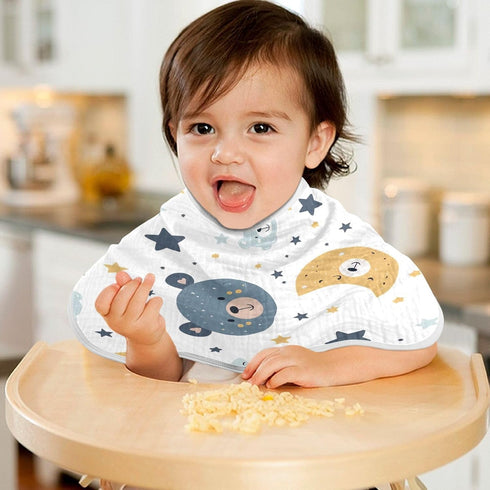 YETTASBIN Bear Muslin Baby Burp Cloth, Super Soft Absorbent Cotton Burp Rag Baby Bibs Feeding Cloth for Newborn Boys