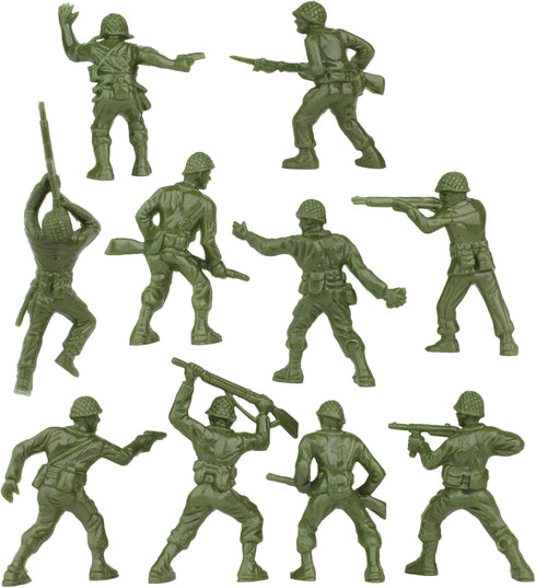 BMC Classic OD Green PLASTIC ARMY MEN - 40pc WW2 Soldier Figures Made in USA