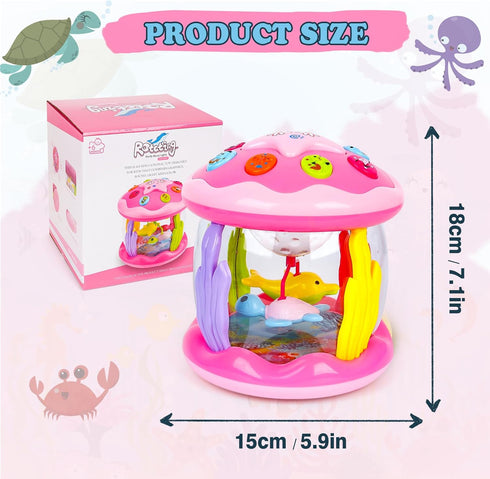 6-12 12-18 Tummy 1 2 M SANMERSEN Baby Girl Toys Months - Babies Ocean Rotating Projector Light Up Musical Toys