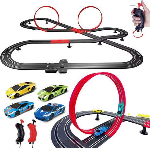 High Speed Series Tram Dual Track Set - 8.2m Electric Track with 3 Vehicles, Toys Gifts for Boys Girls