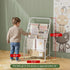 4-Tier (28.35" JAQ White Kids Bookshelf, Metal Book Display Rack for Small Spaces, Modern Toddler Bookshelf for Nursery