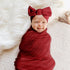 DRESHOW BQUBO Newborn Receiving Blanket Toddler Warm for Girls with Bow Hat and Bow Headband Shower Gift