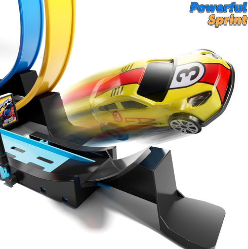 LILYBUDS Set 3-5 4-7, 4 4-6 8-12 Toy Car Race Track for Boys Kids Age Race Tracks with High-Speed Pull Back Race Cars