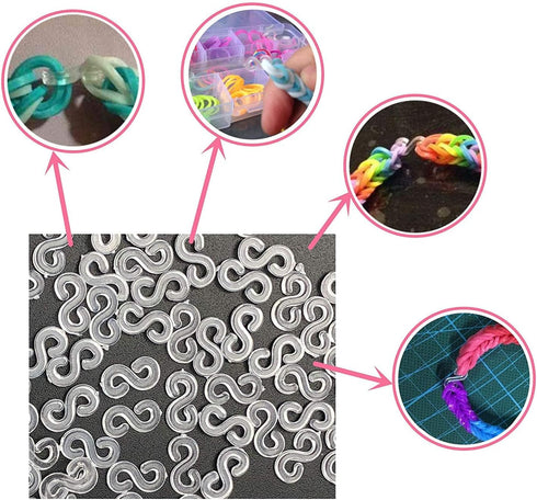 S-shine Clips for Loom Rubber Band, DIY Bracelet Making Refill Kit Connectors (like S Clips C Clips)