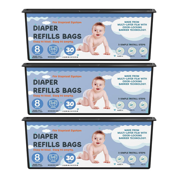 Fununcat Diaper Pail Refills Bags with 30 Bags Compatible with Genie Easy Roll