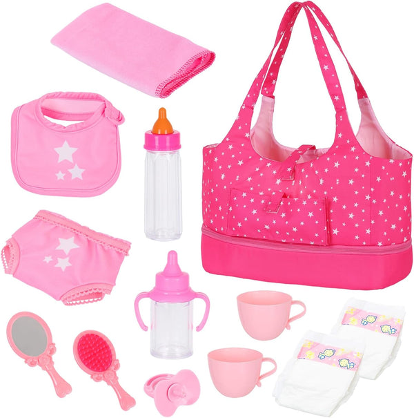ECORELF Baby Doll Accessorie, 13 Pcs Doll Stuff Acessories Storage Diaper Bag