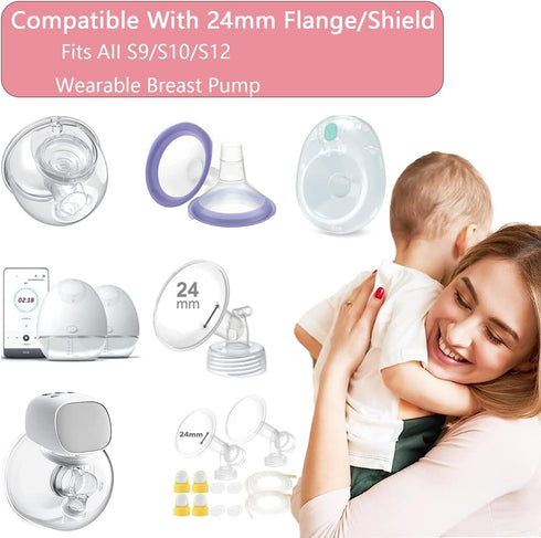 VIRHWOEA 4PCS 19mm S9/S10/S12, 24mm Silicone Flange Insert Suitable Wearable Breast Pump Shield/Flange Insert, Reduce