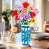 Set 16 CUBIMANA Roses Flowers Building with Vase & LED Light, for Her, Mini Flowers Bouquet Building Blocks Toy