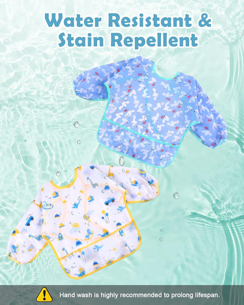 Lictin Long Sleeve Baby Bibs for Boys Girls - Waterproof Toddler Smock for Eating, 0-24 Months