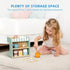 2-in-1 Toy Coffee Maker, Kids Wooden Coffee Maker Playset with 28 Pcs Play Kitchen Accessories for Girls & Boys