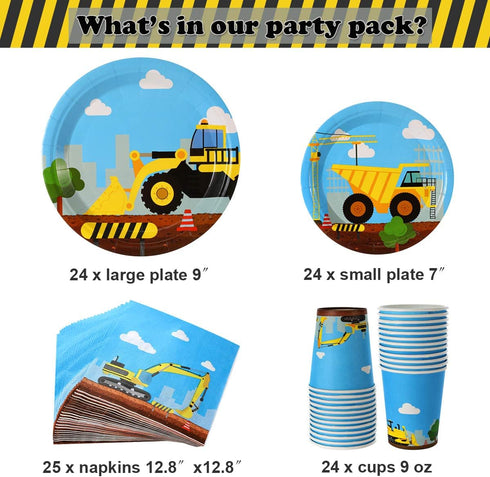vinfo Set 97 24 Bulldozer Construction Birthday Party Supplies Pieces For Kids- Serves Guest-Digger Truck Party