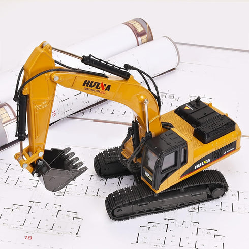 1/40 Scale Metal Excavator Toy, Diecast Digger Trucks for Boys Kids Construction Equipment