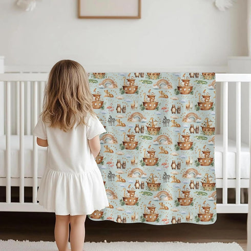 Selgkds 60x80inch Cute Baby Animals Baby Blankets for Girl Boy Bear Lion Zebra Giraffe Rainbow Ship Stars Swaddle