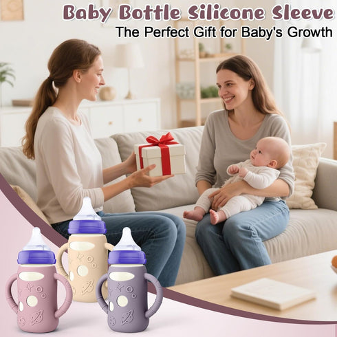 3 Pack 5 OZ Mity rain Silicone Sleeves for Lansinoh Glass Bottles - Anti Breakage Baby Bottle Holder, Compatible