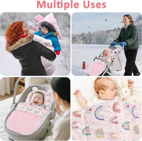 Carseat Blankets for Babies Winter, Warm Toddler Carseat Swaddle Blanket, Infant Stroller Bunting Bag Footmuff for Cold