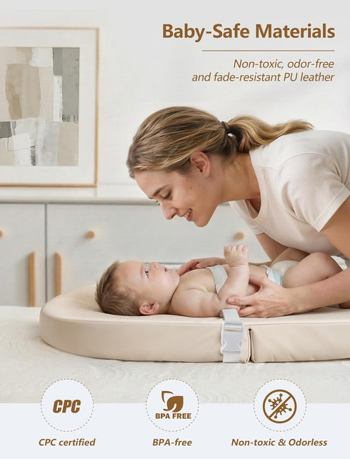 Sprouterie 31.5 15.7 Wipeable Baby Changing Pad: Changing Pad Babies for Dresser Waterproof * with Removable Safety
