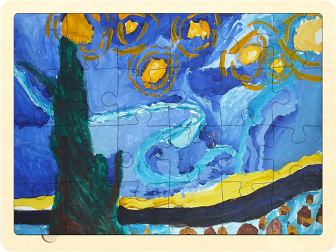 Blank Puzzle with 24 Pieces, Each Piece is Unique, Blank Wooden Jigsaw Puzzles with Puzzle Tray for Crafts & DIY, Make Your Own Puzzle 11.7x8.8 Inches 1 Pack