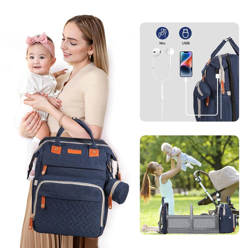 Backpack, Backpack, JOYCE Baby Diaper Bag with Diaper Changing Station, Multi-functional Travel Waterproof for Baby
