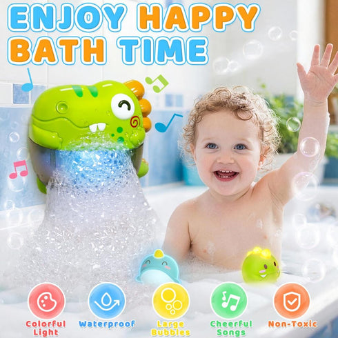 3-5 4-8 Summer Light Up Dinosaur Bath Toys with Music, Bath Bubble Machine Toy for Kids Age Toddler Toys Bubble Maker