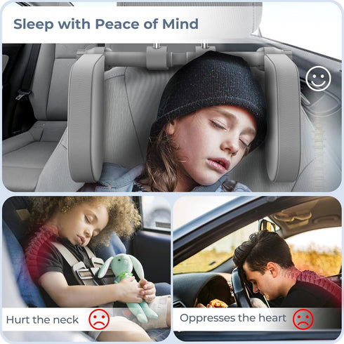 Yoocaa Car Headrest Pillow, Road Pal Headrest, Adjustable Car Seat Head Neck Support, U Shaped Car Sleeping Pillow