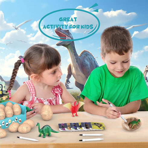 Dinosaur Eggs Dig Kit - Break Open 12 Easter Dino Eggs with 12 Surprise Dinosaurs - Science STEM Toys for Kids
