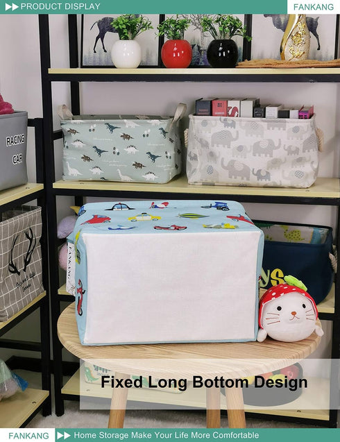 FANKANG Foldable Canvas Storage Basket, Waterproof PE Coating Nursery Hamper for Office, Bedroom, Clothes, Toys