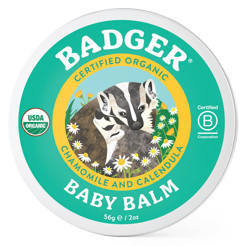 Badger Baby Balm with Chamomile Calendula, Organic Baby Moisturizer for Cradle Cap, Diaper Rash, 2 oz