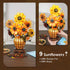 Set 12+, 1180PCS PLAXSOON Sunflower Building with Lights Vase Base, Flowers Botanical Collection Building Block