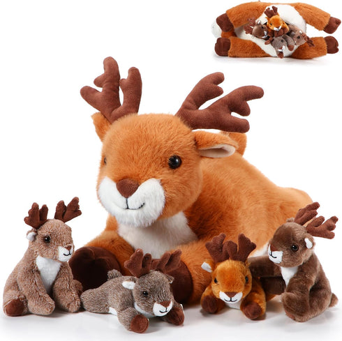 Poen Plush Deer Stuffed Animal Set 16 Inch Cuddly Mommy Deer Plush with