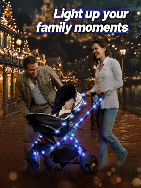 16.4FT Durable Baby Stroller Lights for Walking at Night, Make the Stroller Visible, with Cable Ties, LED Lights
