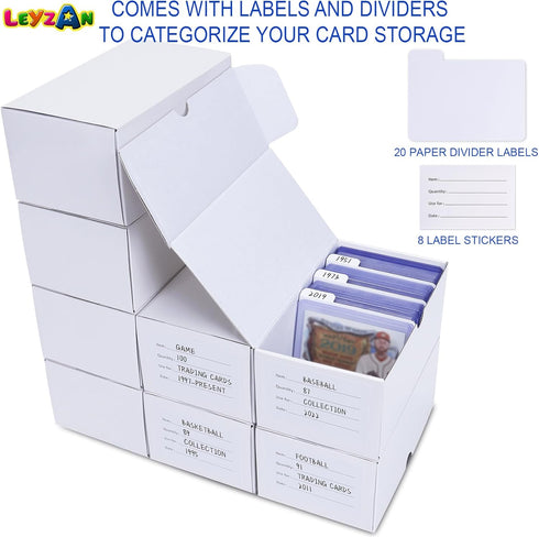 100 Count Trading Card Top Loaders, 8-Pack Toploader Storage Box with Dividers & Labels for TCG/Magic/Mtg Collection