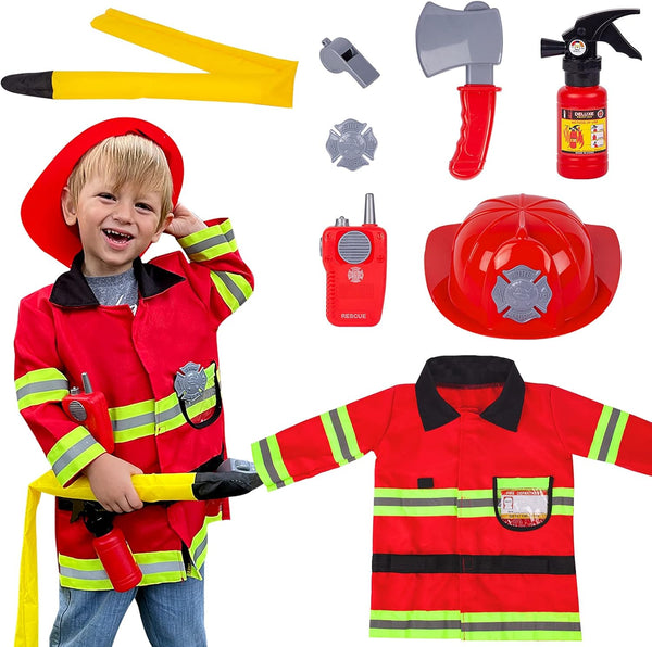 Liberry Fireman Costume for Kids 3 4 5 Years Old, Firefighter Tools