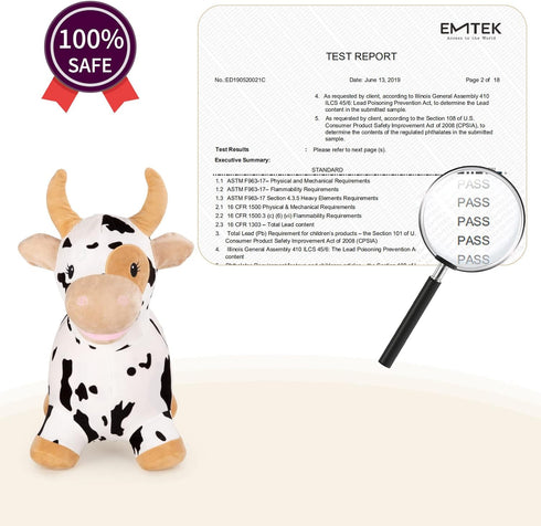 INPANY Bouncy Cow Farm Animal Hopper Toys, Inflatable Jumping Bull for 2-4 Year Olds, Indoor Outdoor Gifts