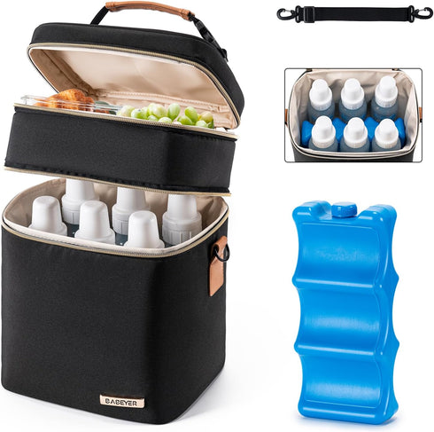 Breastmilk Cooler Bag with Ice Pack Fits 6 Baby Bottles Up to