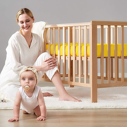 BEDSUM Microfiber 2 Pack Toddler Fitted Crib Sheets, Super Soft Cozy Baby Sheets, 28x52 Inches, Yellow