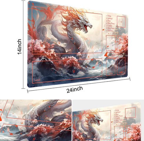 MTG Playmat 24x14in with Free Storage Bags, Non-Slip Backing, Ideal TCG Mouse Pad (Guardian, with Zone)