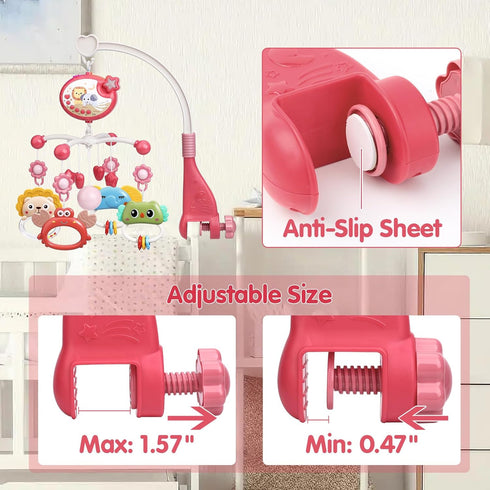 Lights,360Rotation 400 Mini Tudou Baby Crib Mobile with Music and Remote Control Musical Mobile for Crib