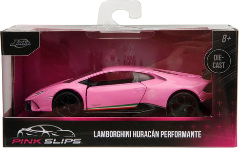 Pink Slips 1:32 Die-Cast Car, W1 Lamborghini Huracán Performante Toys for Kids and Adults in Glossy Pink