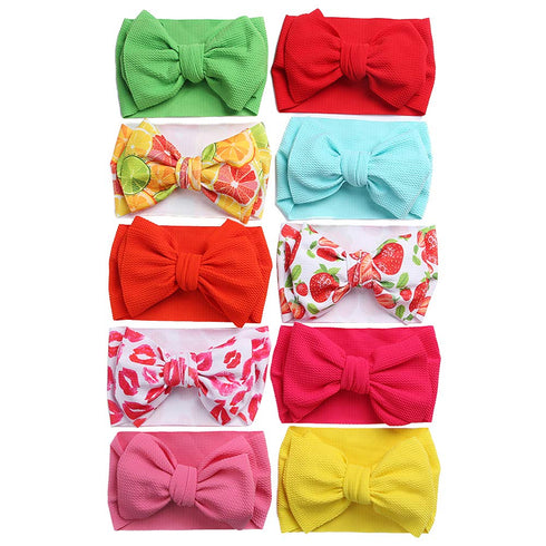 KIDOCHEESE Oversized Headbands with Large Hair Bows, Elastic Nylon Hairbands for Baby Girls, Newborns, Infants, and